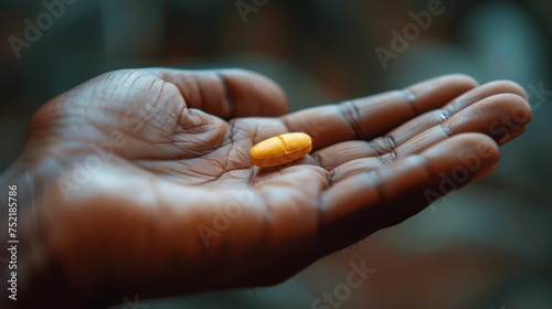 Person Holding Yellow Pill