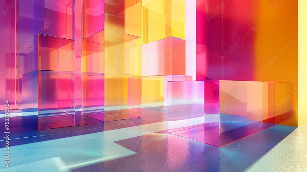 Abstract 3D Cubic Rectangle Stack: Vibrant and Colorful Modern Showcase Abstract 3D Cubic Rectangle Stack: Vibrant and Colorful Modern Showcase