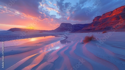 Sun Setting Over Desert Landscape