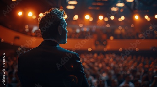 Man Standing in Front of Crowd