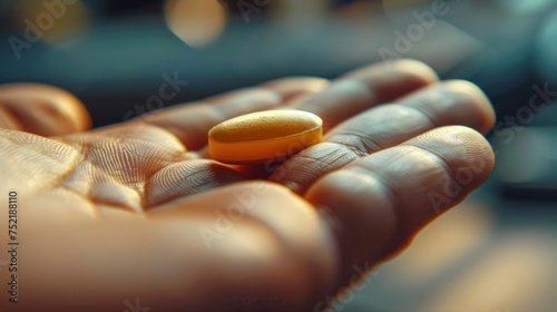 Person Holding Pill Close Up