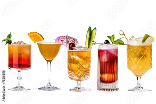 Elegant Cocktails Display Isolated On Transparent Background