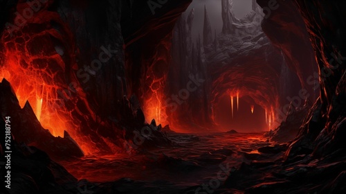 Volcanic lava sculpting intricate underground caves. © kept