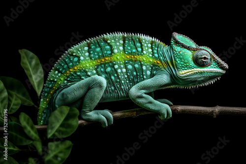 Lizard chameleon on black background © Canvas Alchemy