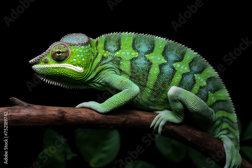 Lizard chameleon on black background © Canvas Alchemy