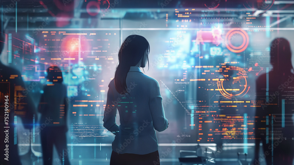 Digital Mind: Woman Engulfed in Cybernetic Network Digital Mind: Woman Engulfed in Cybernetic Network