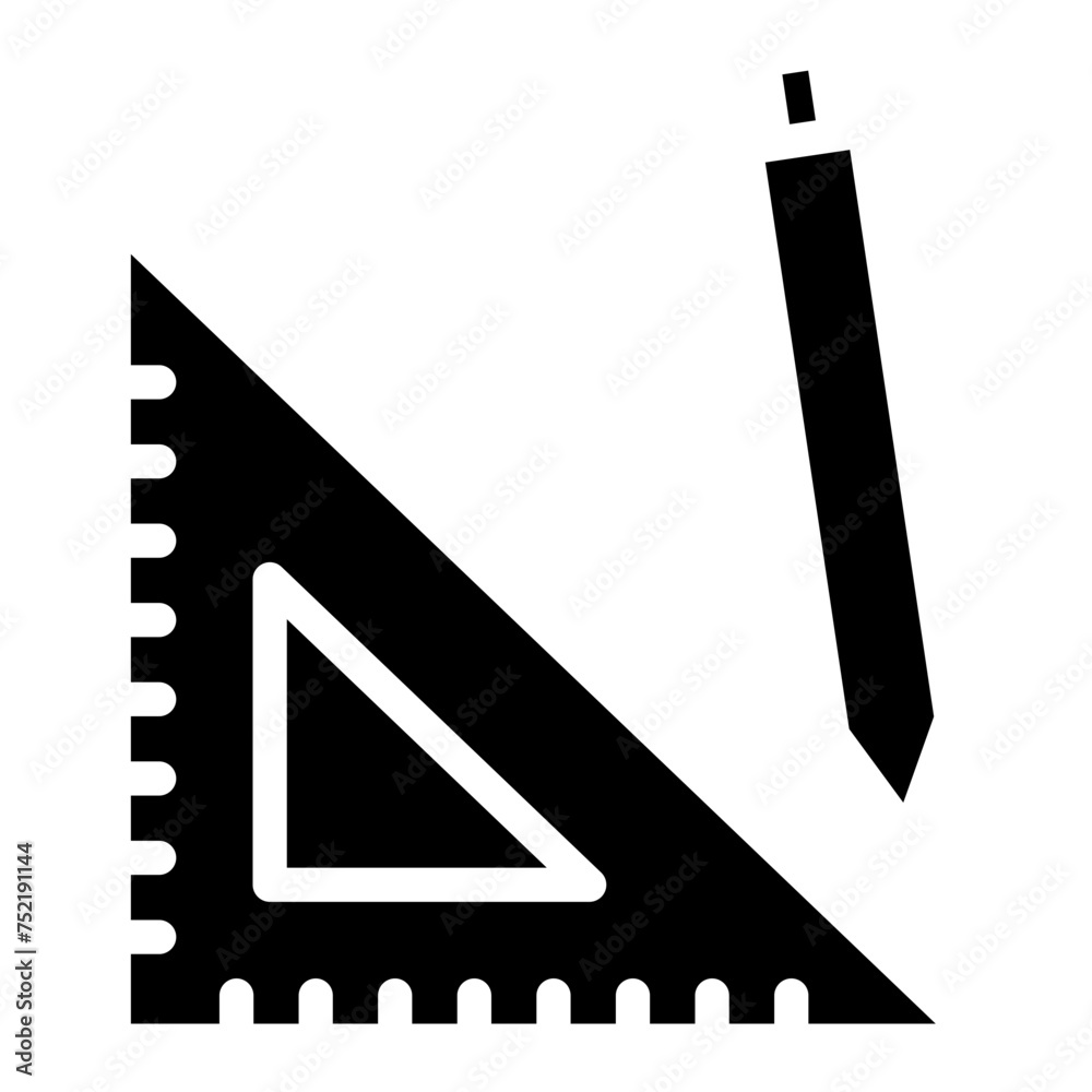 triangle ruler and pen glyph 