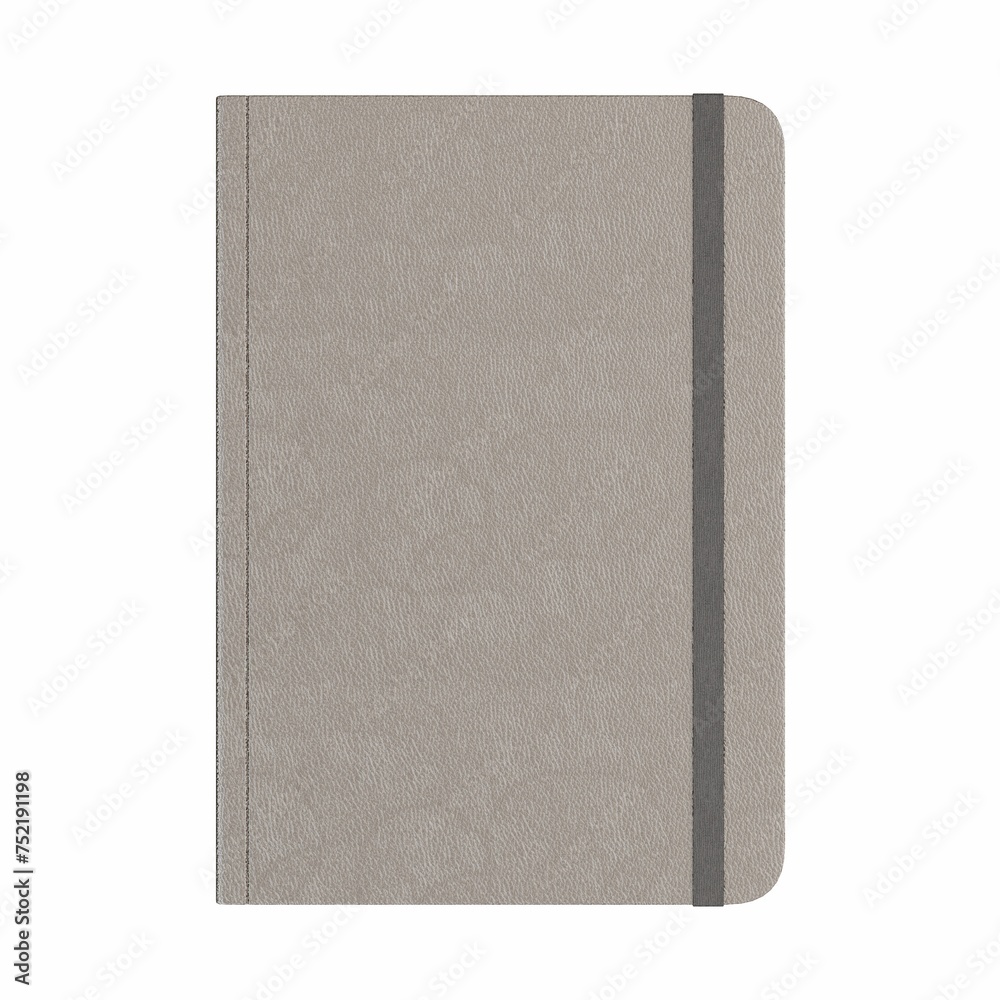 3D render of a gray hardcover book with elastic tabs 3D render of a gray hardcover book with elastic tabs