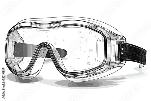 Side view of transparent safety protective goggles vector illustration. Generative AI