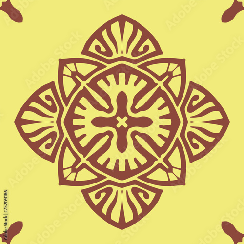 Flower seamless pattern brown color and yellow background number 2