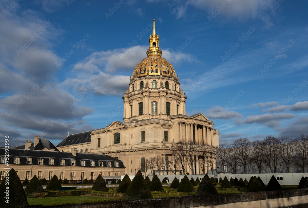 The chapel of the Hotel de Invalides in Paris where is buried Napoleon.