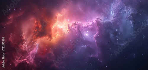 Outer Space nebula background. Space colorful clouds against Star field. Cosmos wallpaper.