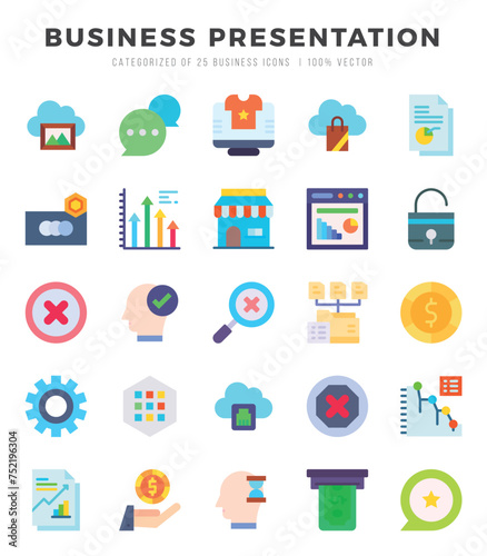 Business Presentation icon pack for your website. mobile. presentation. and logo design.