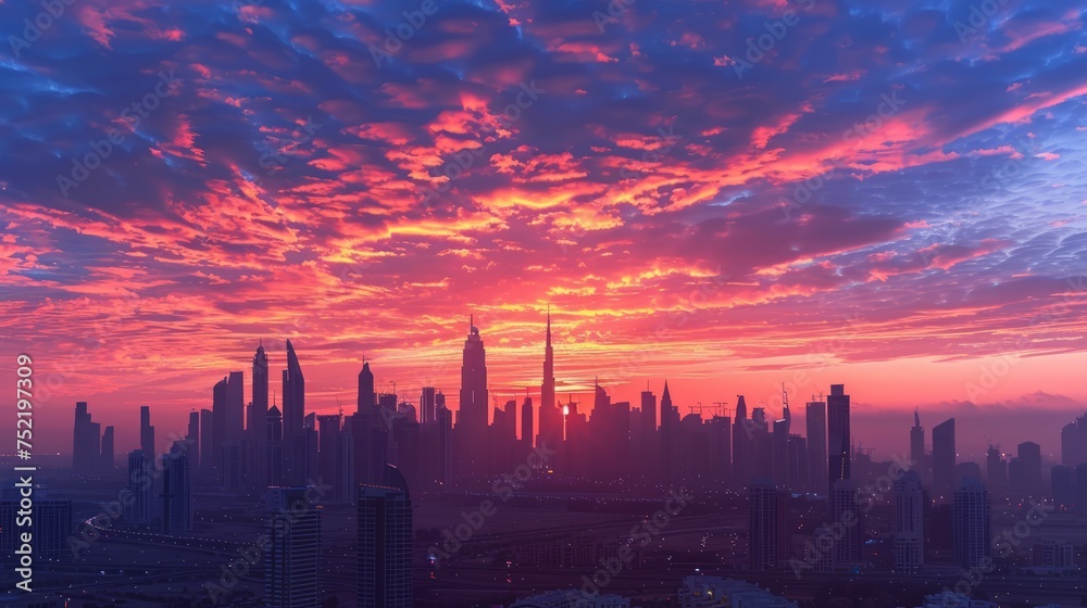 Dramatic sunset over the city Dramatic sunset over the city