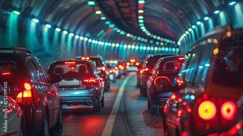 embouteillage de voitures dans un tunnel photo