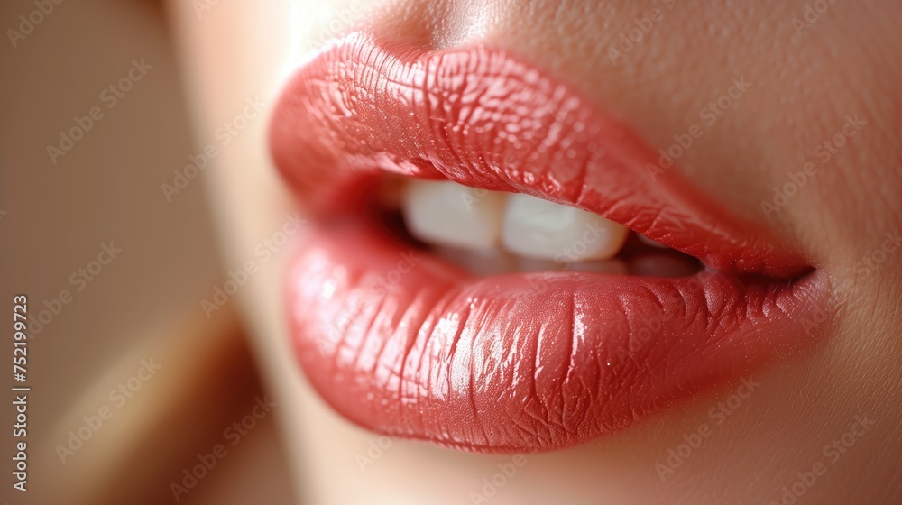 Sexy lips. Makeup detail of beauty scarlet lips. Beautiful makeup close-up. Sensual open mouth. lipstick or lip gloss. Cosmetology and makeup advertising concept. Sexy lips. Makeup detail of beauty scarlet lips. Beautiful makeup close-up. Sensual open mouth. lipstick or lip gloss. Cosmetology and makeup advertising concept.
