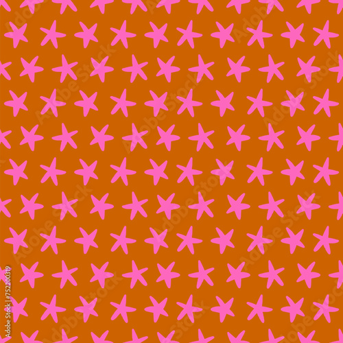 Wallpaper Mural Pink and Orange Stars Vector Seamless Pattern Torontodigital.ca