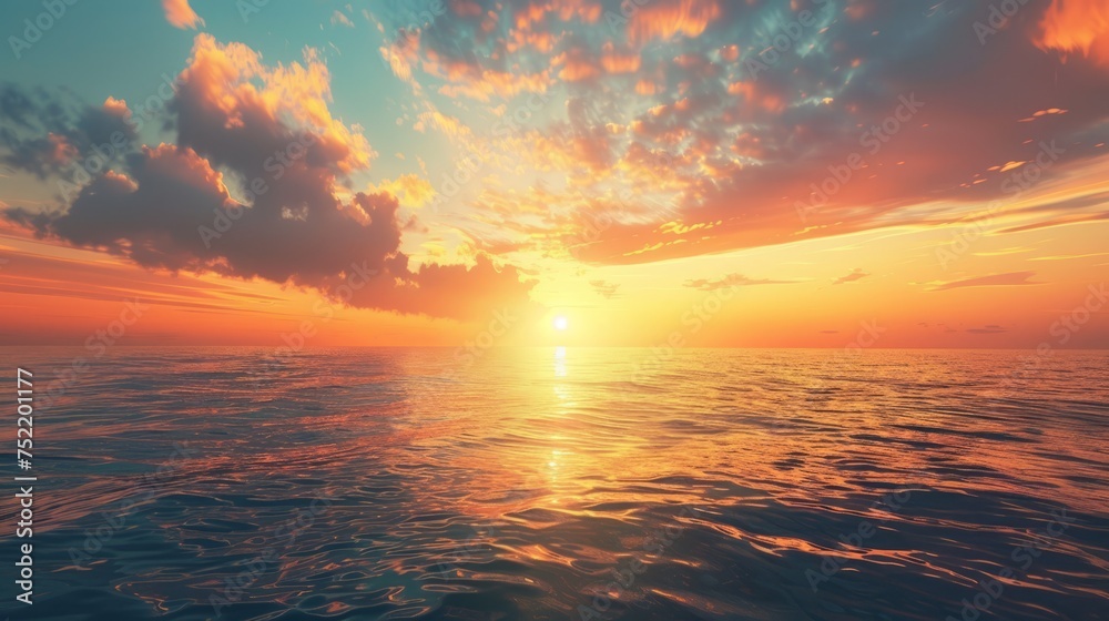 Beautiful sunset over the sea. Vintage style.