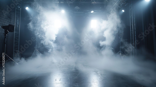 smoke in a studio  in the style of theatrical lighting