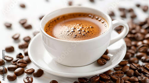 cup with coffee on white background