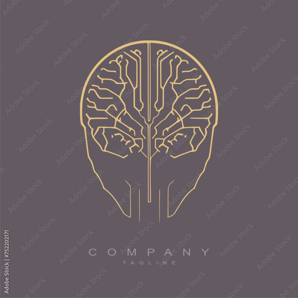 Stylized brain icon or logo. Simple flat thin line style human brain illustration. Stylized brain icon or logo. Simple flat thin line style human brain illustration.