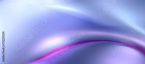 3d holographic liquid wavy texture, iridescent silk fabric background or rainbow smooth metal foil. Render of hologram cloth with wavy folds, shiny gradient effect in motion. 3d vector chrome texture.
