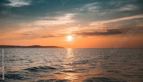 A beautiful sunset or sunrise and the ocean horizon, sea  © dmnkandsk