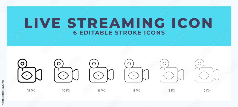 Live streaming vector icon. With different stroke vector illustration.