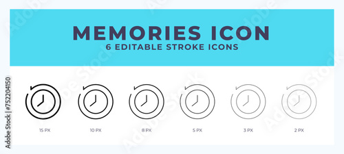 Memories icon with editable stroke. Outline icon vector illustration.