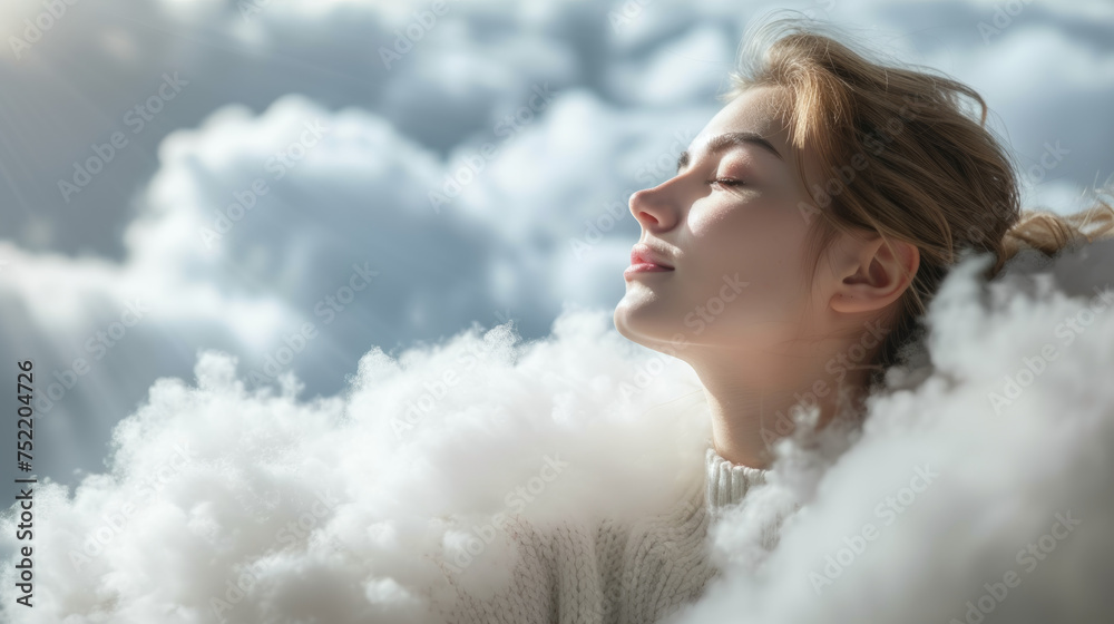 dreaming on white background