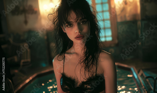a dark-haired woman, wearing agent provocateur photo