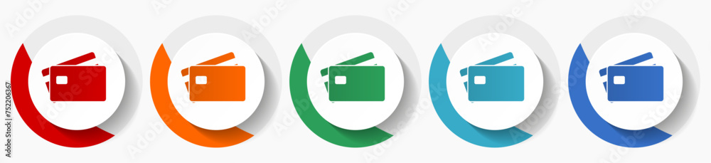 Credit card, bank, finance vector icon set, flat icons for logo design, webdesign and mobile applications, colorful round buttons Credit card, bank, finance vector icon set, flat icons for logo design, webdesign and mobile applications, colorful round buttons