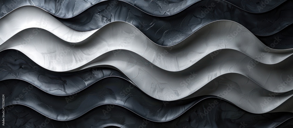Obraz premium Detailed close-up view of a wavy metal surface, showing intricate patterns and textures.