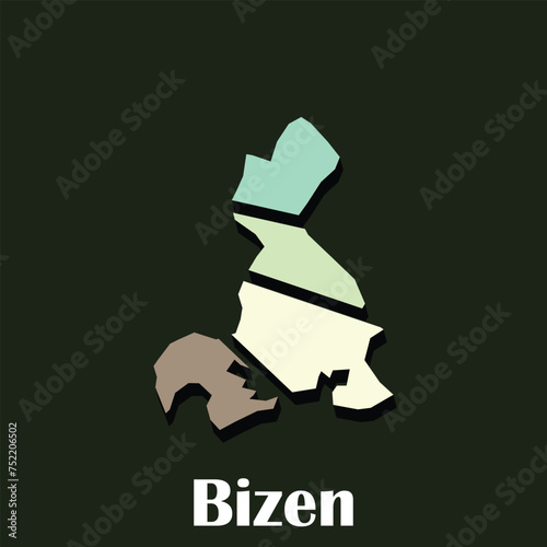 Map City of Bizen vector illustration, vector template with outline graphic sketch style isolated on green background photo