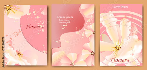Set of tender, romantic backgrounds with floral theme. For card, cover and other