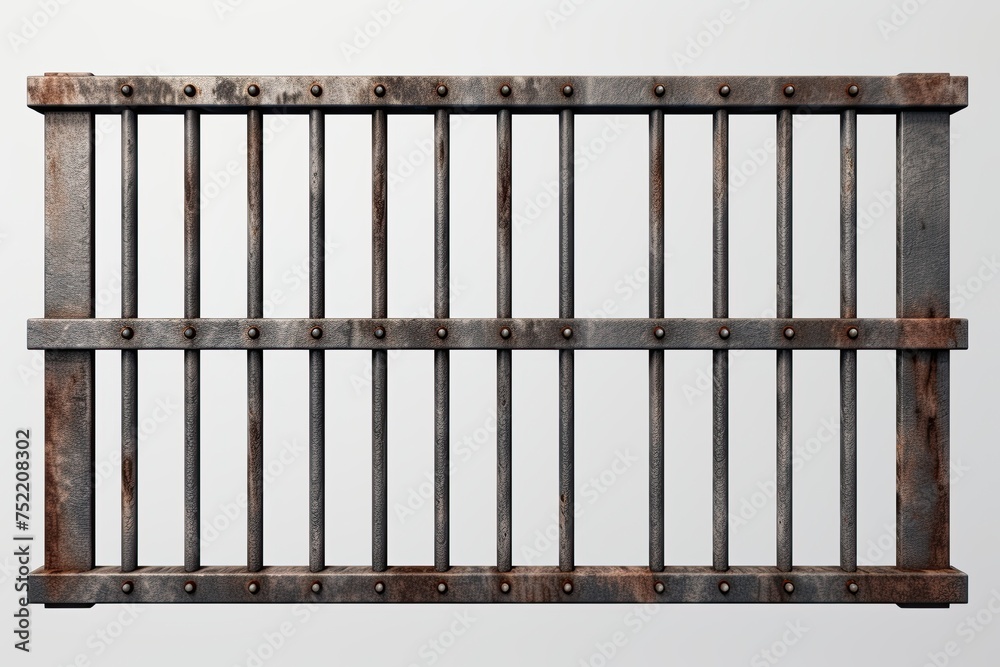 Prision bars isolated on dark background. Ai Generative