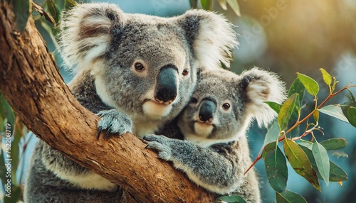 Koala bear with baby on a tree © melih 
