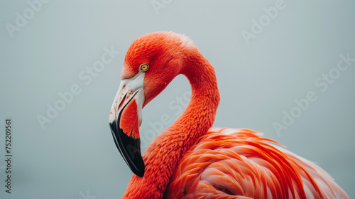 flamingo on white background photo