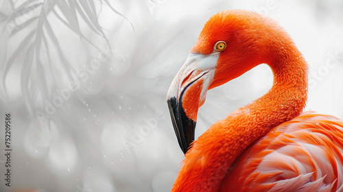 flamingo on white background photo