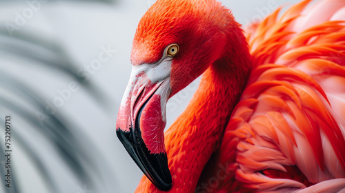 flamingo on white background photo