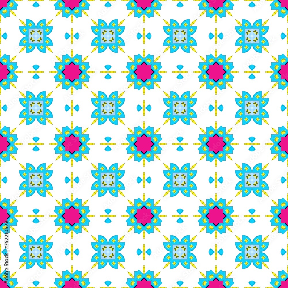 Vibrant geometric pattern with bold colors, perfect for backgrounds and textures