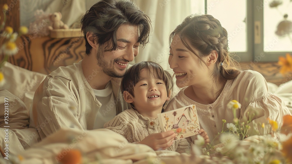 Family Surprises Mother with Breakfast in Bed
Family Surprises Mother with Breakfast in Bed