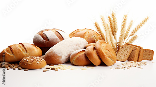 Composition with assorted baking products isolated white background