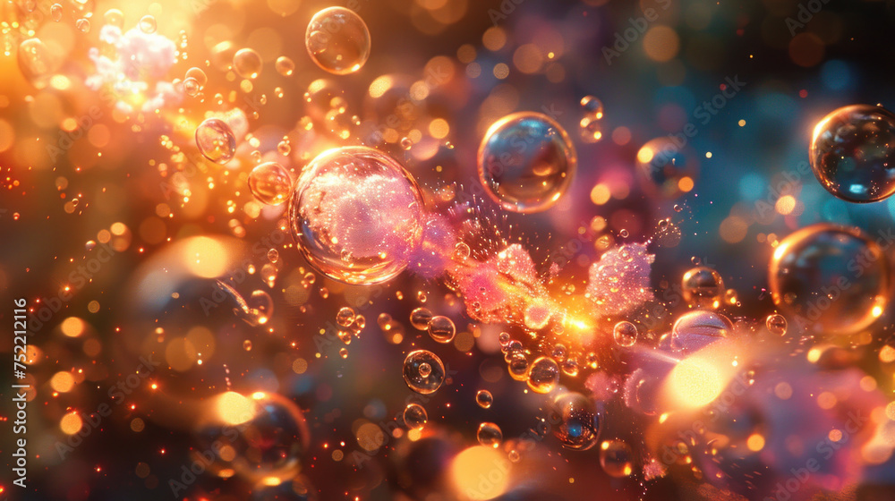 Abstract amber colored glowing bubbles Abstract amber colored glowing bubbles