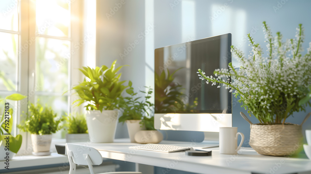An organized workspace bathed in soft morning light, highlighting the potential for productivity and creativity at the start of a new day. An organized workspace bathed in soft morning light, highlighting the potential for productivity and creativity at the start of a new day.