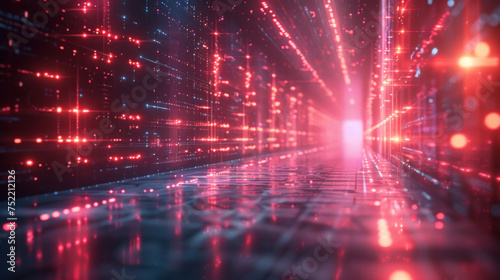 Abstract tunnel in an unknown world  neon lighting
