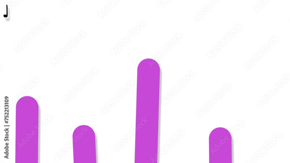 Imitation of a musical equalizer with rising and falling colored bars or stripes. Music notes or symbols flash in the upper corner. Imitation of a musical equalizer with rising and falling colored bars or stripes. Music notes or symbols flash in the upper corner.
