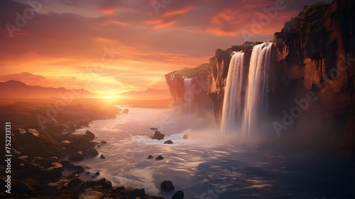 Majestic Niagara Falls  A Natural Wonder of Canada s Landscape  Capturing the Beauty of Cascading Waters Amidst Lush Forests and Rocky Terrain. Enchanting Waterfall Escapes  Explore the Serene Beauty 