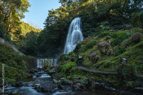 waterfall in the forest Azores