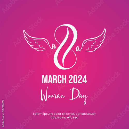 Women's day Greeting with text 8th March International women's day. concept for international women’s day 2024,. abstract women's day concept.